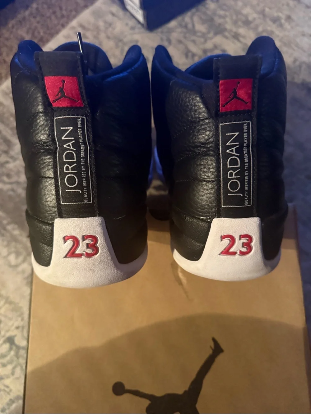 Jordan 12 Retro Playoffs - Black and White Retro High-Top Basketball Sneakers